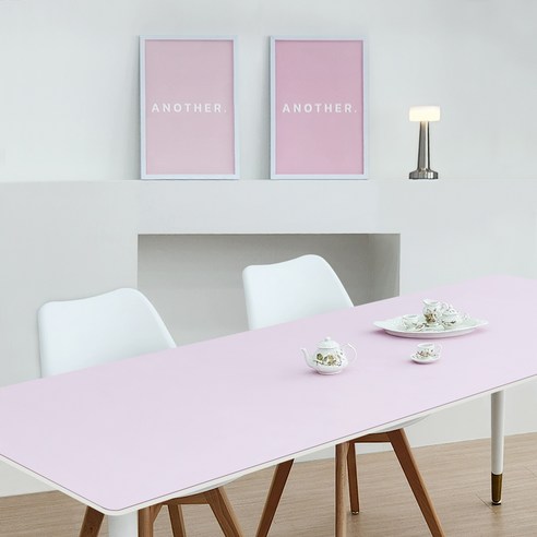7A 가죽 양면 방수 감성 캠핑 모서리라운딩 테이블 매트 50 x 80 cm, 핑크 + 진핑크, 1단