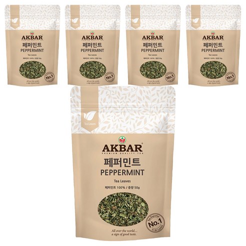 아크바 페퍼민트 허브티 잎차, 50g, 1개입, 5개