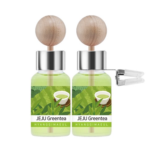 향기마을 차량용 디퓨저 17ml 2p + 나무봉 2p + 송풍구클립 2p, 제주녹차, 1세트