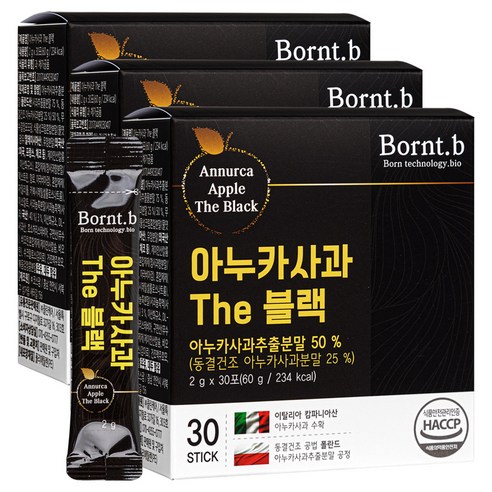 본트비 아누카사과 추출분말 The 블랙 비오틴 30p, 60g, 3개