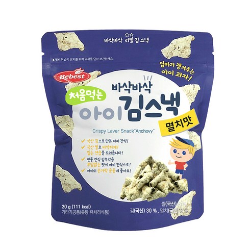 베베스트 처음먹는 아이 김스낵, 멸치맛, 20g, 1개