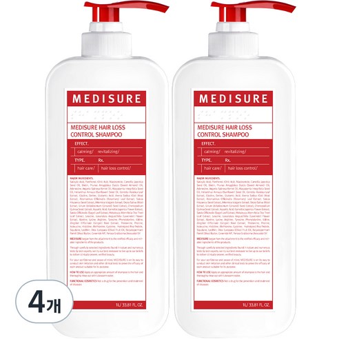 메디슈어 탈모 증상 완화 샴푸, 4개, 1L