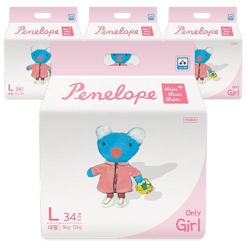 페넬로페 씬씬씬 플러스 팬티기저귀 여아용 대형 4단계 8~12kg, 136매
