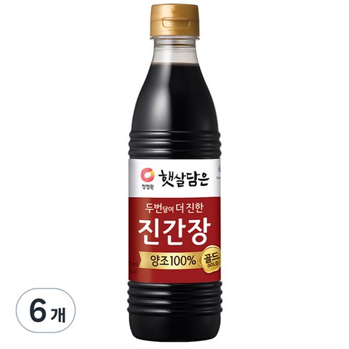 대상 청정원 두번달여 더 진한 진간장 골드, 500ml, 6개