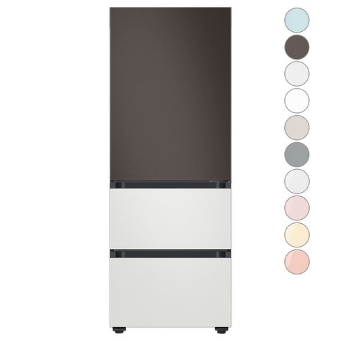 [색상선택형] 삼성전자 비스포크 김치플러스 3도어 키친핏 냉장고 313L 방문설치, 코타차콜+화이트, RQ33C74C3AP