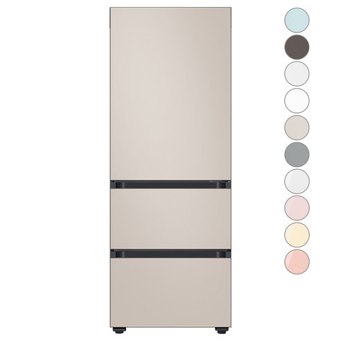 [색상선택형] 삼성전자 비스포크 김치플러스 3도어 키친핏 냉장고 313L 방문설치, 새틴 베이지, RQ33C74C3AP