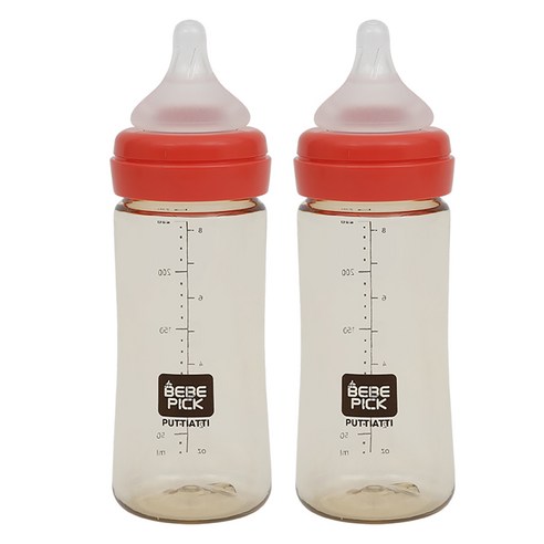 베베픽 PPSU 젖병 250ml 트윈팩, 코랄, M(3~6개월), 2개