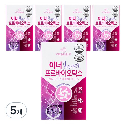 질유산균  비타할로 이너 프로바이오틱스, 60g, 5개