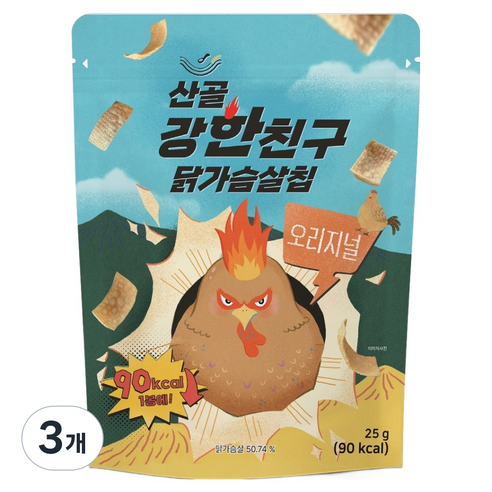 에코맘의산골이유식 유아용 산골 강한친구 닭가슴살칩, 25g, 3개, 오리지널