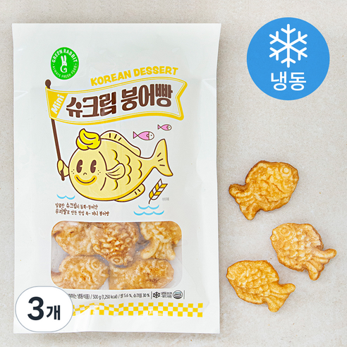그린래빗 슈크림 붕어빵 (냉동), 3개, 500g