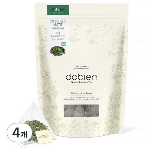 다비앙 유기농 마테차 생분해 티백, 1.5g, 20개입, 4개
