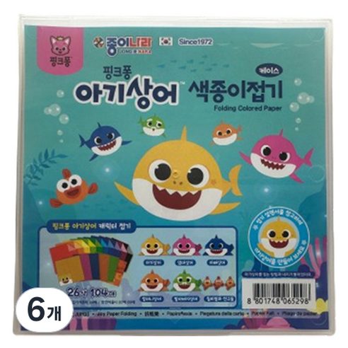 종이나라 핑크퐁 접기 색종이 104p + 보관 케이스, 26색, 6개