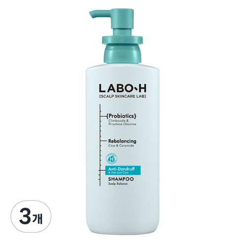 라보에이치 댄드 러프 클리닉 비듬 두피 각질 케어 약산성 샴푸, 3개, 400ml