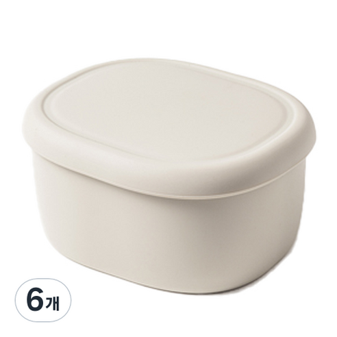 키친팩토리 파스텔 실리콘 라운드 밀폐용기 아이보리 300ml, 6개, 단품