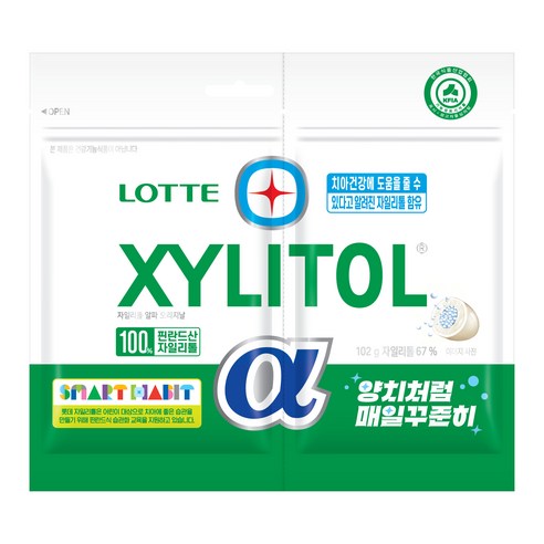 롯데자일리톨 알파 오리지날 껌 리필, 102g, 1개