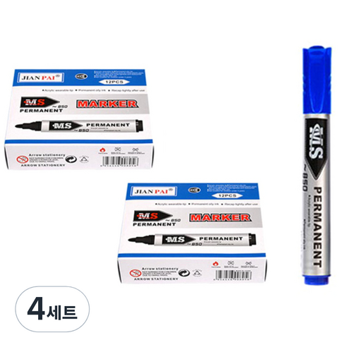 블루마토 유성 매직 B세트 MS850 12p, 청색, 4세트