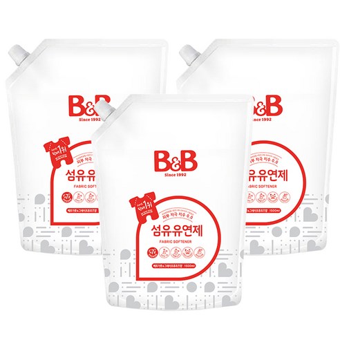 비앤비 섬유유연제 베르가못 앤 그레이프프루츠 리필, 1500ml, 3개