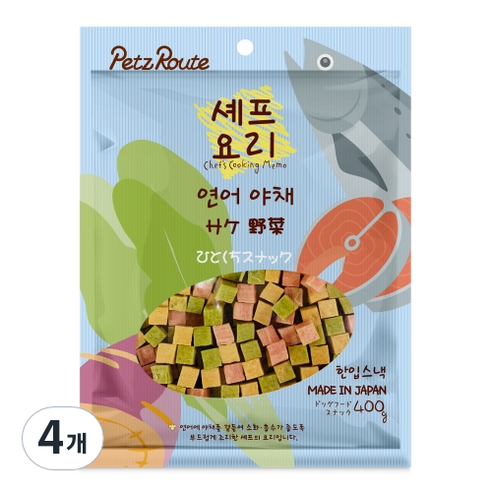 펫츠루트 셰프요리 연어 야채 반려견 간식, 혼합맛(연어/야채), 400g, 4개