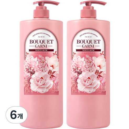 부케가르니 실크 케라틴 샴푸 화이트머스크향, 1500ml, 6개