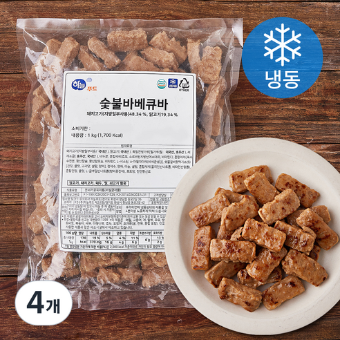 하늘푸드 숯불바베큐바 (냉동), 1kg, 4개