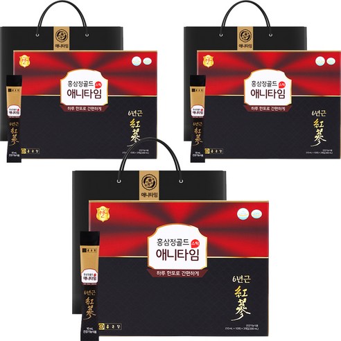 종근당 홍삼정 애니타임 골드 + 쇼핑백, 300ml, 3세트