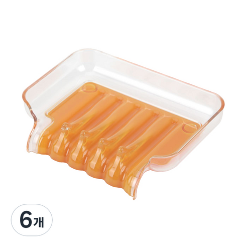 새드리 물 잘빠지는 비누받침, 오렌지, 6개
