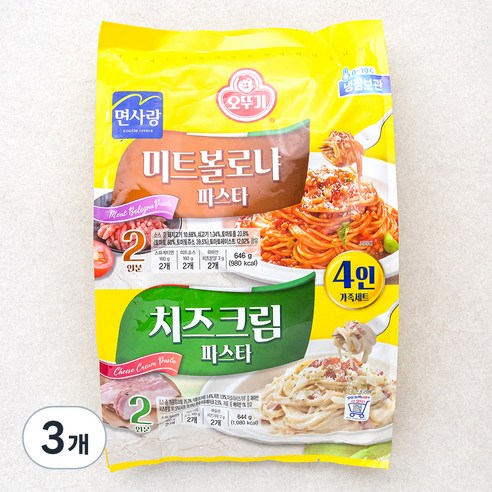 오뚜기 면사랑 미트볼로냐 & 치즈크림 파스타 4인, 1.29kg, 3개