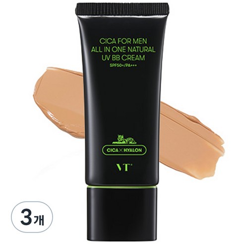 VT 시카 포맨 올인원 내추럴 UV BB크림 30ml, 어두운 피부용, 3개