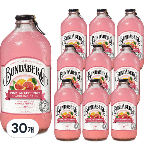 분다버그 핑크 그래이프푸르트 탄산음료, 375ml, 30개