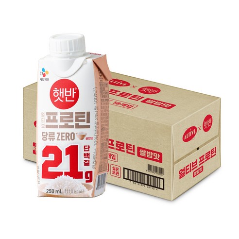 cj제일제당 얼티브 프로틴 햇반쌀밥맛 단백질음료, 18개, 250ml