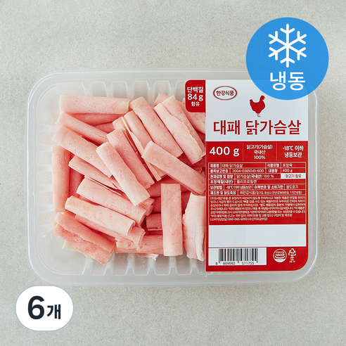 한강식품 대패 닭가슴살 (냉동), 6개, 400g