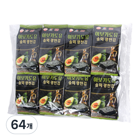 솔뫼식품 더국민 아보카도유 광천 도시락김, 4g, 64개