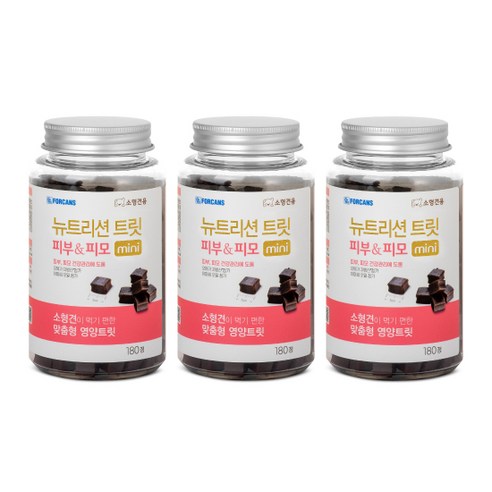 포켄스 강아지 뉴트리션 트릿 미니 영양제, 180정, 피부/피모, 3개