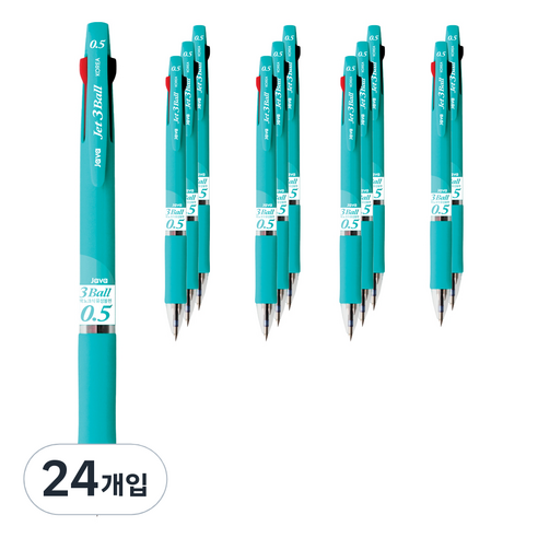 자바펜 제트3볼 다색펜 4p 0.5mm, 민트, 24개