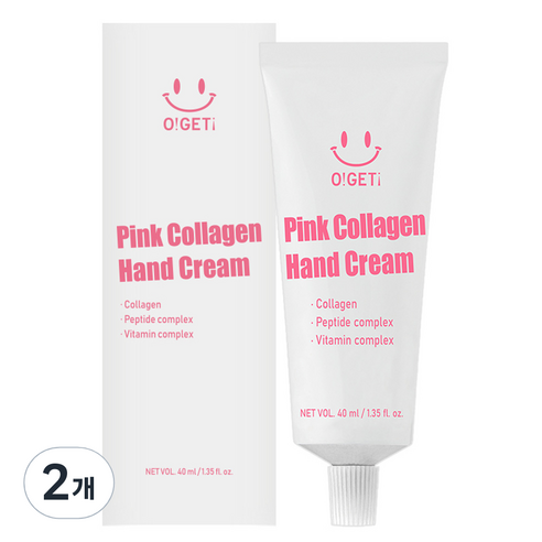오겟 핑크 콜라겐 핸드크림 달달한 프루티 그린향 + 플로럴 머스크 향, 2개, 40ml
