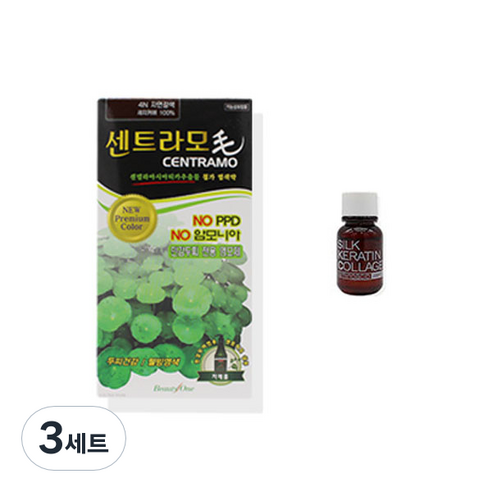 뷰티원 염색제 프리미엄 센트라모 코팅 칼라크림 120g + 앰플 세트, 자연갈색, 3세트