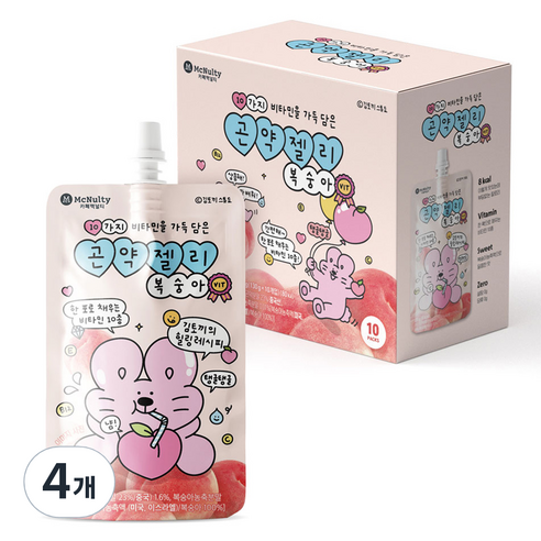 맥널티 비타민 10종 무설탕 곤약젤리 복숭아맛 10p, 4개, 1.3kg