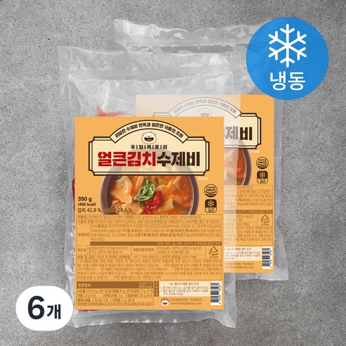푸딩팩토리 얼큰 김치수제비 (냉동), 350g, 6개