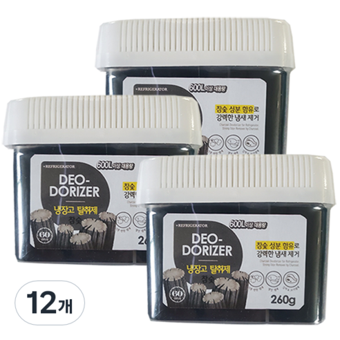 허브스토리 대용량 냉장고 탈취제 숯젤, 260g, 12개