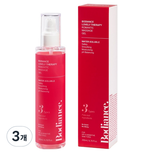 바디언스 러블리 테라피 로맨틱 수용성 아로마 바디 마사지 젤 고보습 약산성, 3개, 200ml