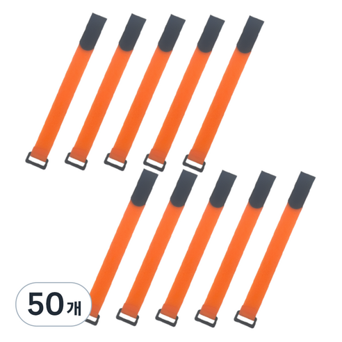 루미에도르 튼튼한 버클 벨크로 테이프, 오렌지, 50개