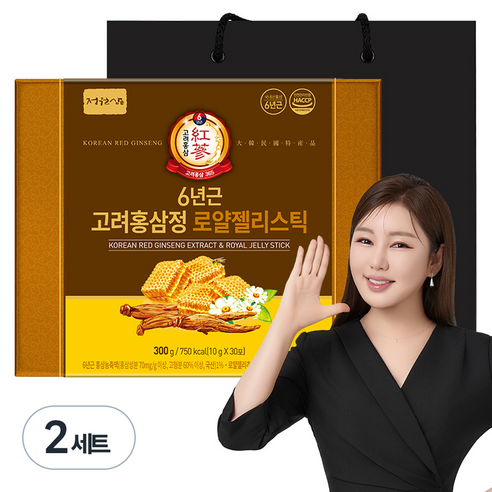 정원삼 6년근 고려홍삼정 로얄젤리스틱 + 쇼핑백, 300g, 2세트