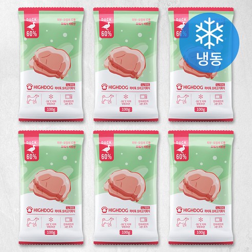하이독 생후 3개월령 이상 강아지 냉동 화식사료, 오리, 6개, 100g