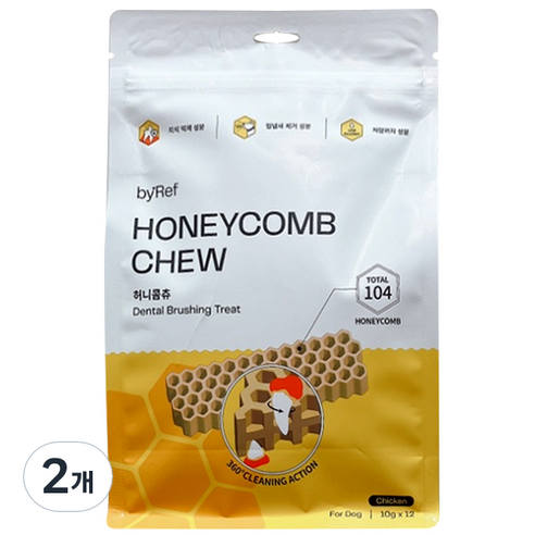 바이레프 강아지 허니콤츄 10g x 12p, 양치껌, 120g, 2개