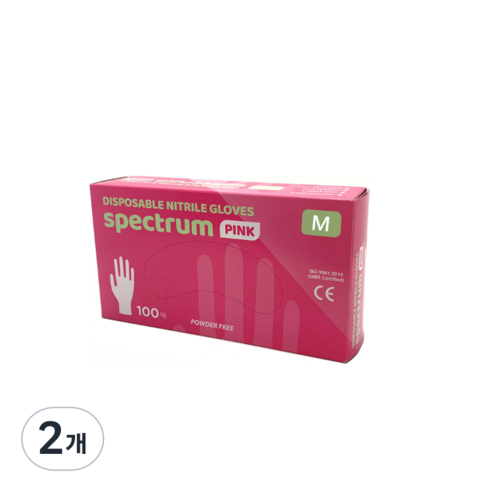 스펙트럼 니트릴 컬러장갑 핑크 M, 중(M), 2개