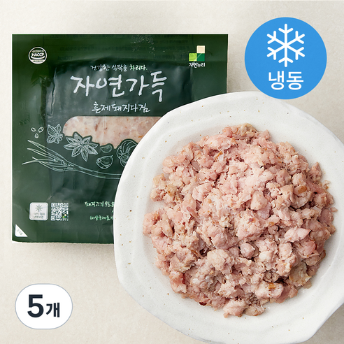 자연가득 훈제 돼지고기 다짐육 담백한맛 (냉동), 200g, 5개