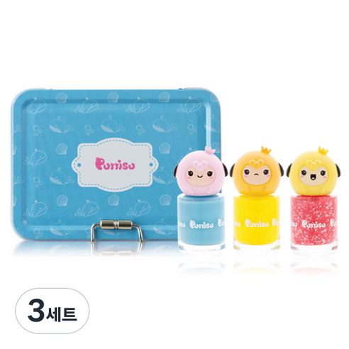 뿌띠슈 팡팡네일 꾸미기 세트 4 꿈꾸는고래, 하늘색, 3세트