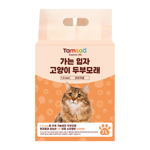 탐사 가는 입자 고양이 두부모래 1.5mm, 7L, 5팩, 오리지널