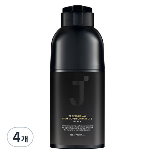 제이숲 프로페셔널 커버업 새치 염색제 300ml, 블랙, 4개