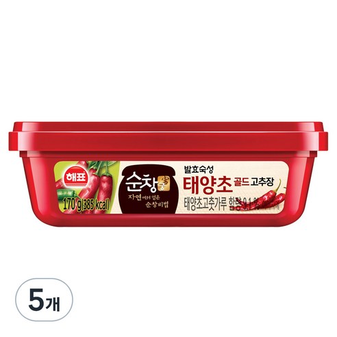 순창궁 태양초 골드 고추장, 170g, 5개